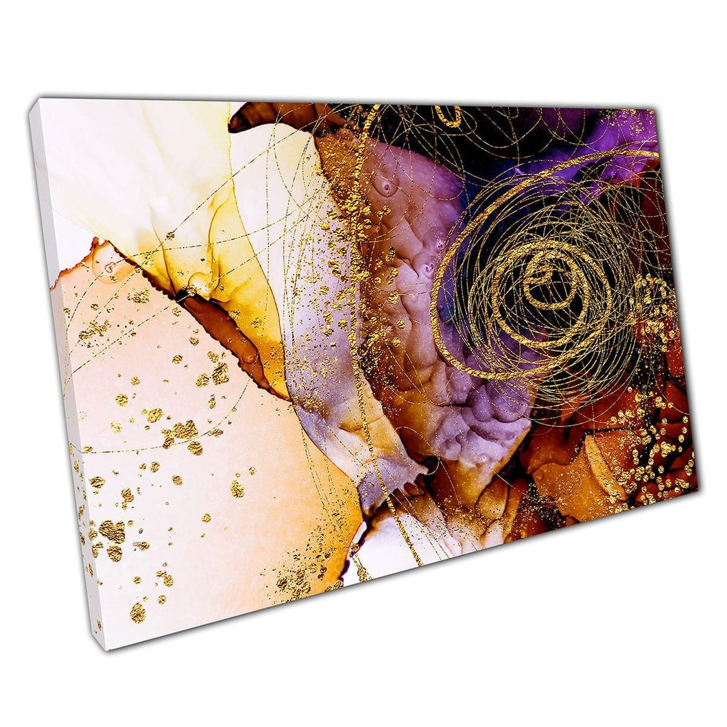 Abstract Multi Colour Texture Artistic Style Gold Brown Purple Wall Art Print On Canvas Mounted Canvas print