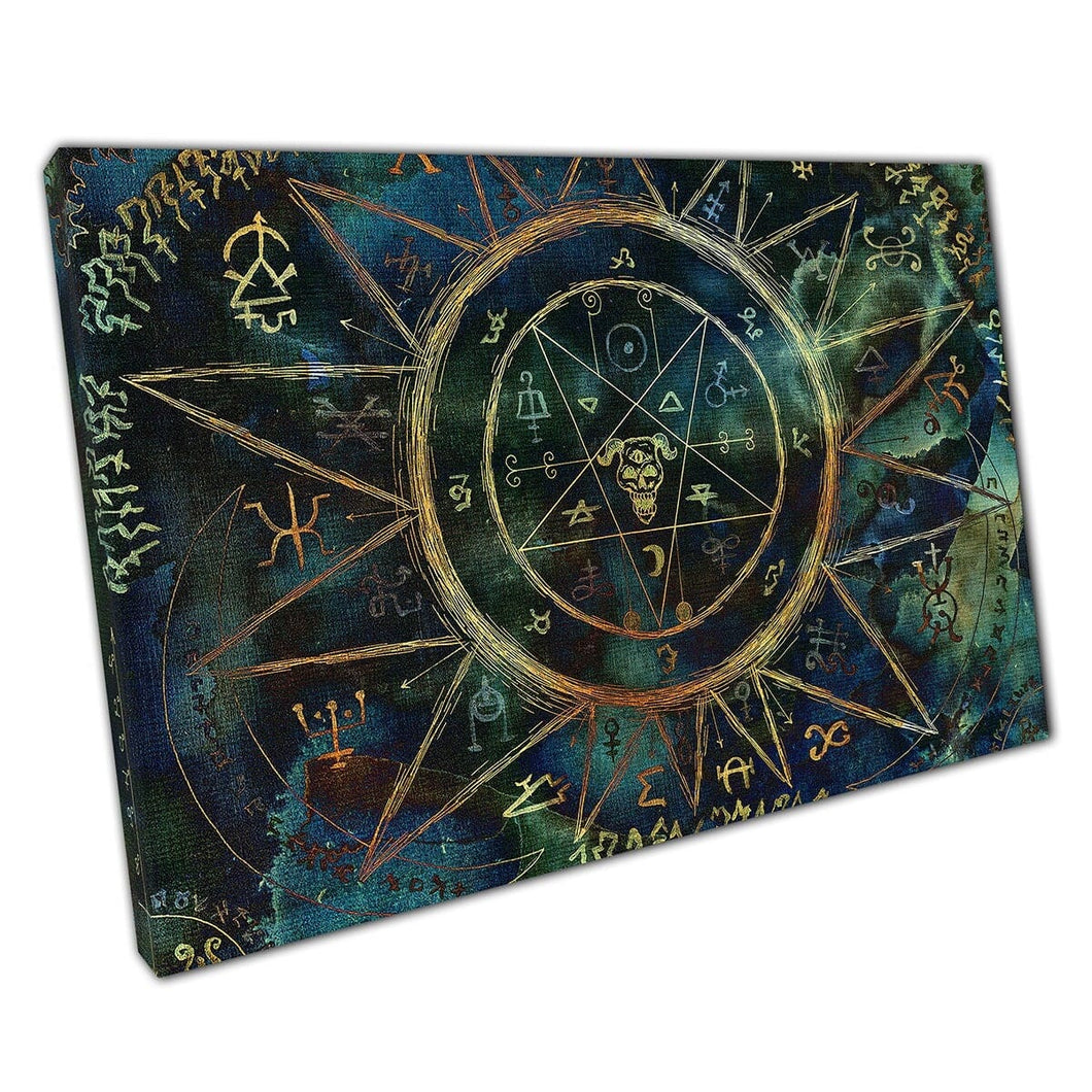Occult Spiritual Board Inspired Fantasy Style Magical Ouija Pentagram Witchcraft Wall Art Print On Canvas Mounted Canvas print
