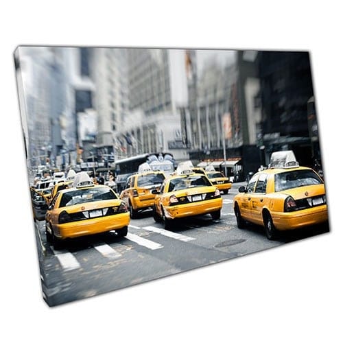 Print on Canvas Yellow Cab New York Ready to Hang Wall Art Print Mounted Canvas print
