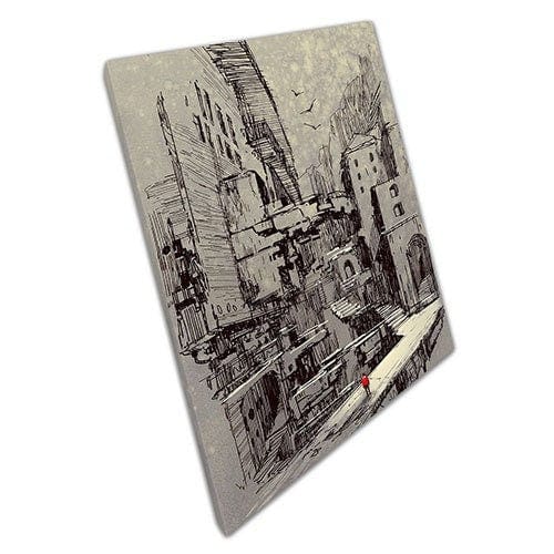 Print on Canvas Sci Fi City Street Canvas Wall Art Ready To Hang Print Mounted Canvas print