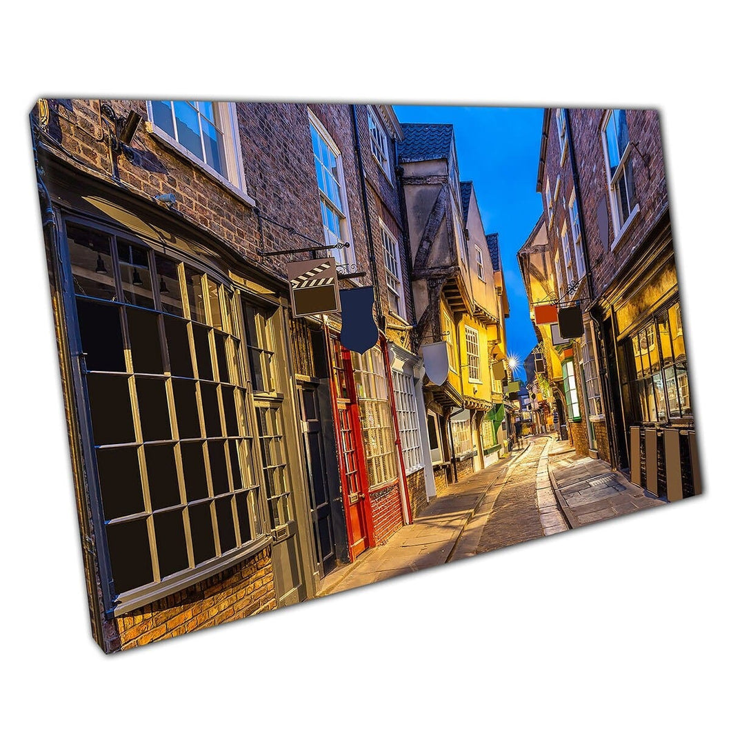 Street Alley In The Shambles At Sunset York England Wall Art Print On Canvas Mounted Canvas print