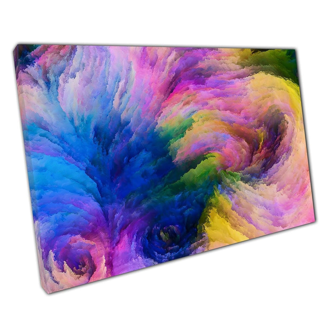 Abstract Swirling Soft Flowing Paint Rainbow Colourful Contemporary Modern Wall Art Print On Canvas Mounted Canvas print