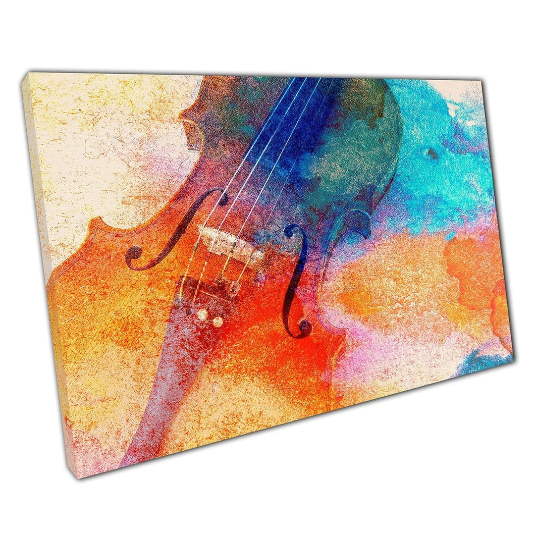 Abstract Violin Watercolour Ink Style Multicoloured Music Themed Artwork Wall Art Print On Canvas Mounted Canvas print