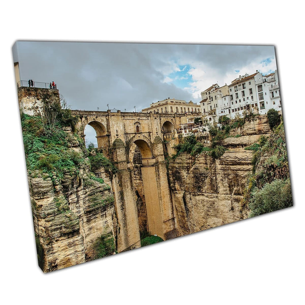 Puente Nuevo New Bridge Over Guadalevin River Ronda Andalusia Spain Wanderlust Wall Art Print On Canvas Mounted Canvas print