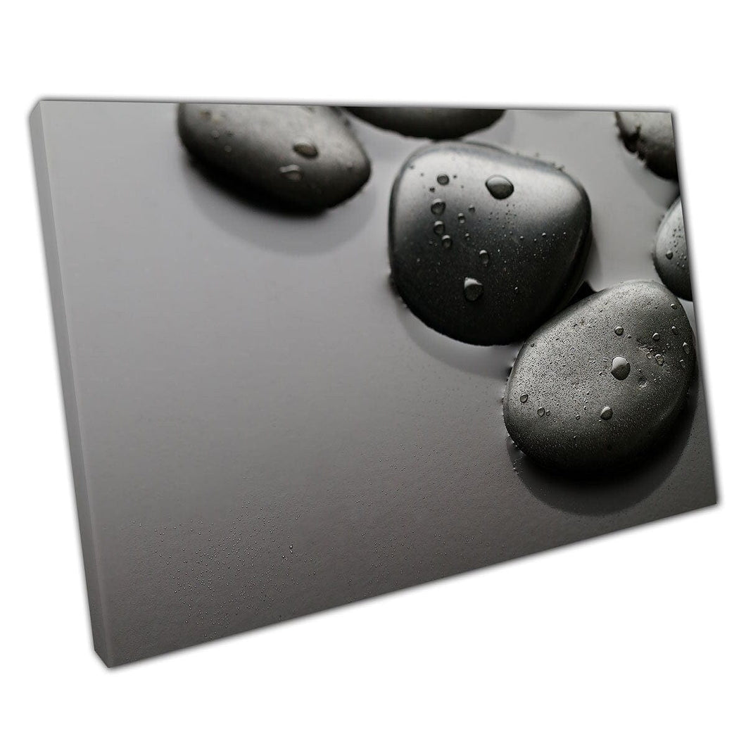Black Zen stones water droplets Canvas Wall Art print on canvas Mounted Canvas print