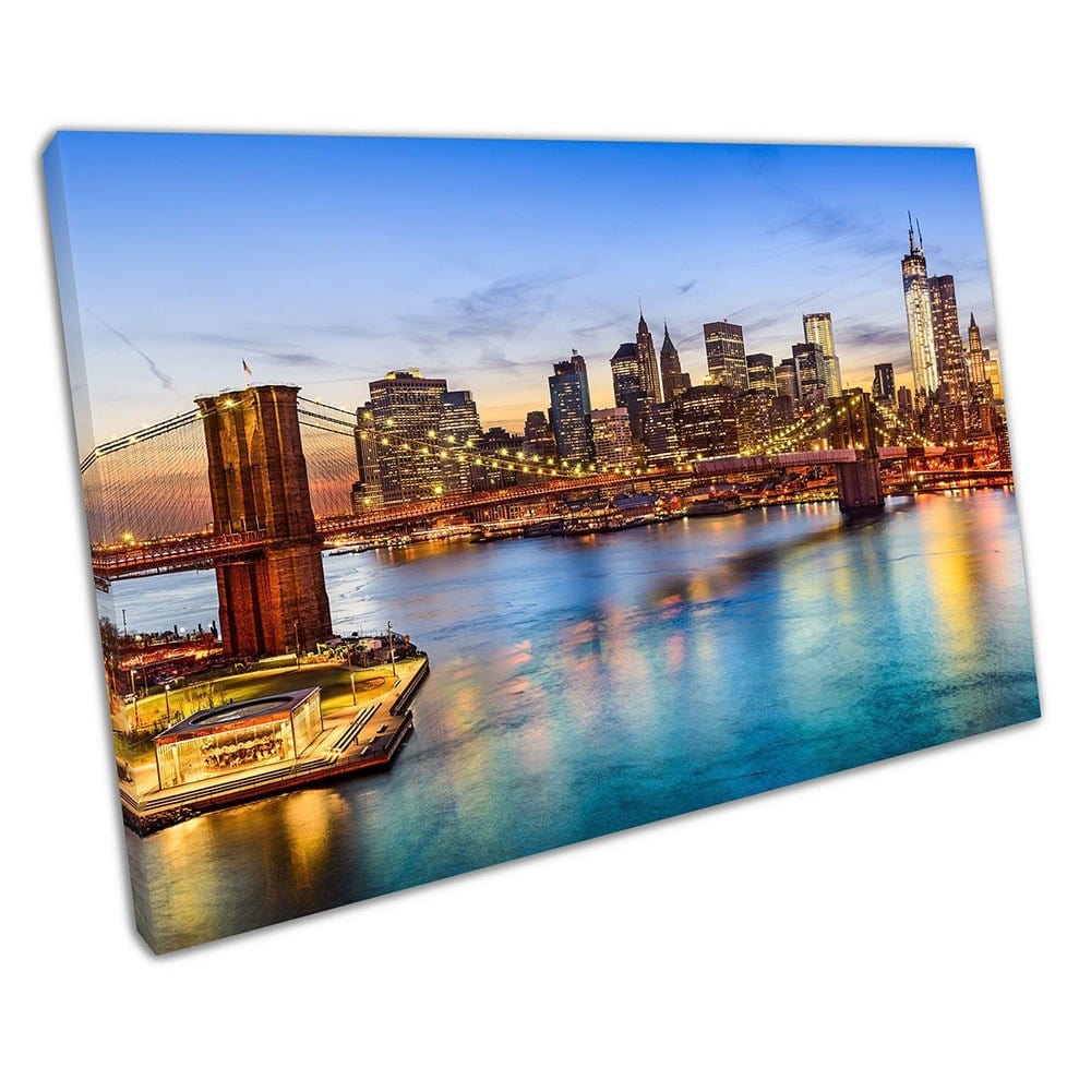 Brooklyn Bridge Manhattan New York City landmark in the USA Ready to Hang Wall Art Print Mounted Canvas print