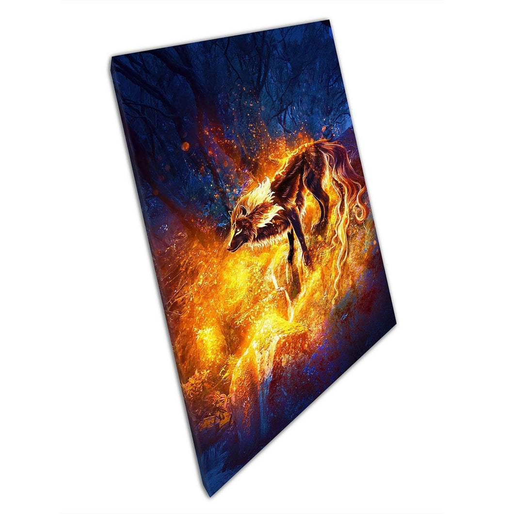 Abstract Wild Fantasy Wolf Fiery Wash