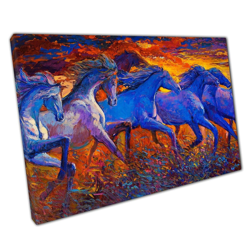 Running Horses Modern Impressionism Wildlife Oil Painting Wall Art Print On Canvas Mounted Canvas print