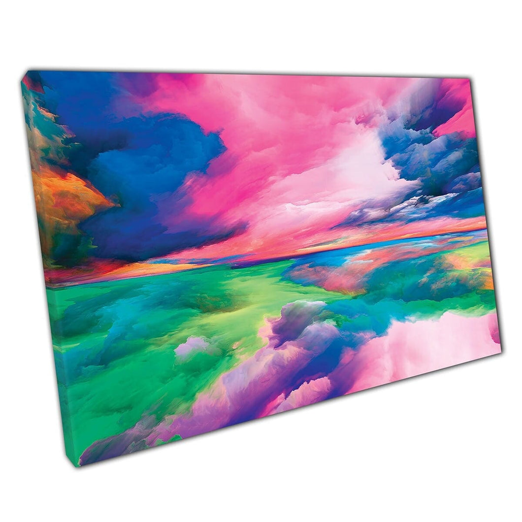Colourful Abstract Paradise Rainbow Multicolour Clouds Contemporary Modern Wall Art Print On Canvas Mounted Canvas print